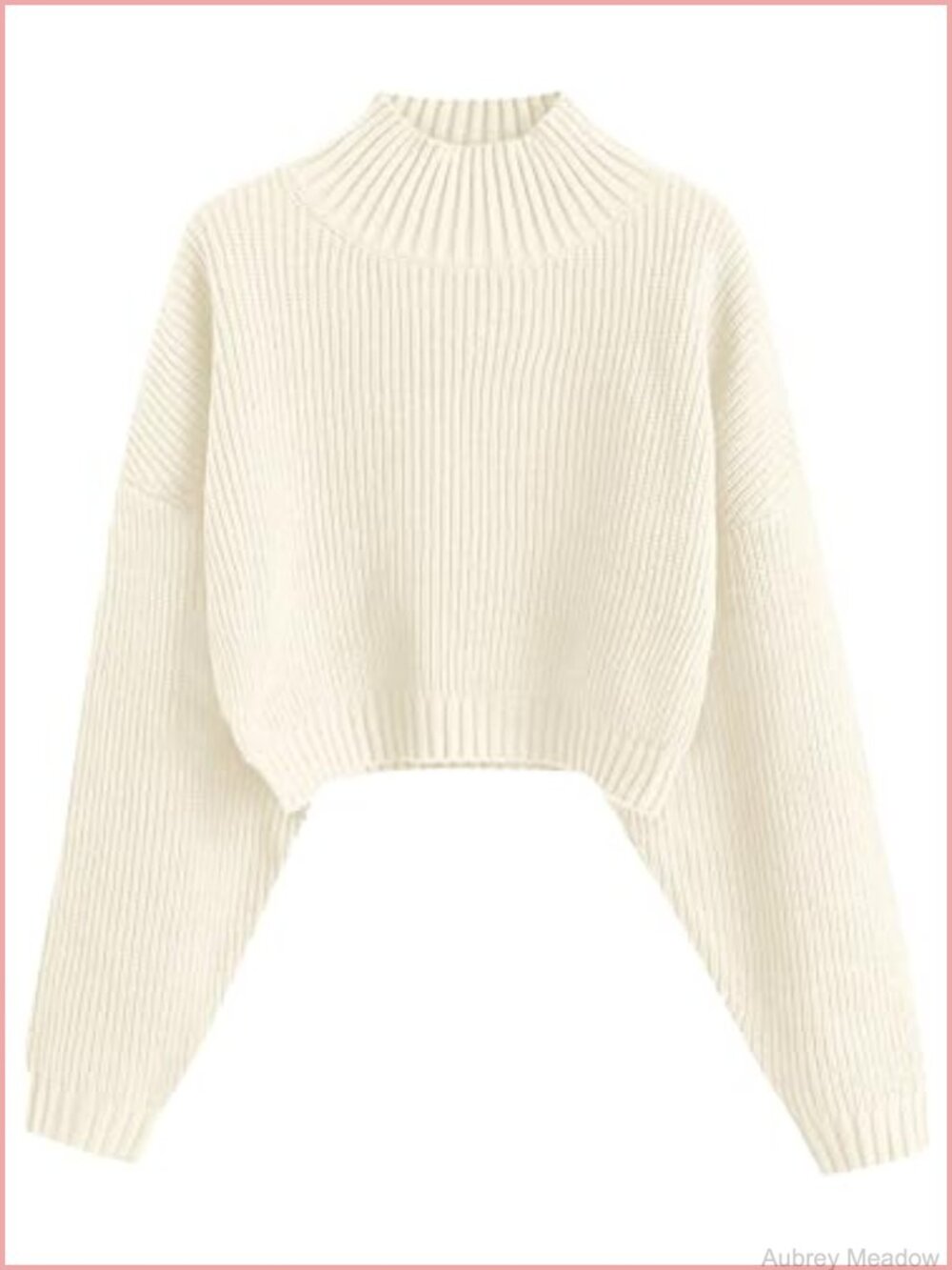 Women's Cropped Turtleneck Sweater Lantern Sleeve Ribbed Knit Pullover